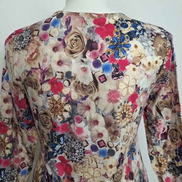 Asos Curve Jewel Flower Print V-Neck Coquette Bodycon Cottagecore Midi Dress 16 - Picture 8 of 11